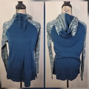 Smartwool Women’s Thermal Merino 250 Drape Neck Hoodie Pullover Blue Size Medium
